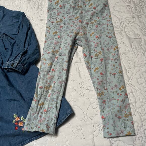 Next Bee Floral Embroidered Chambray Outfit Size 18-24m - Picture 4 of 6
